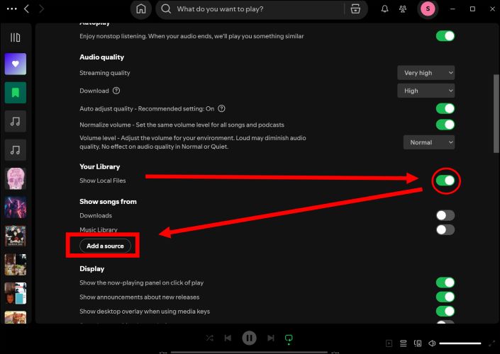 click Add a Source | Add Downloaded MP3 Songs to Spotify
