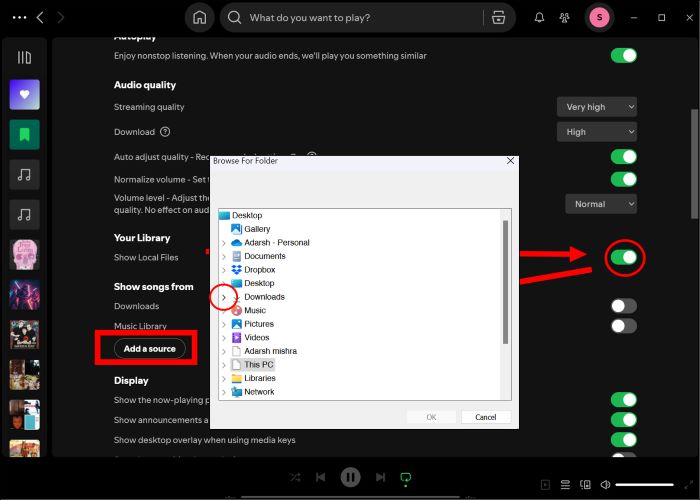 use Browse for Folder | Add Downloaded MP3 Songs to Spotify