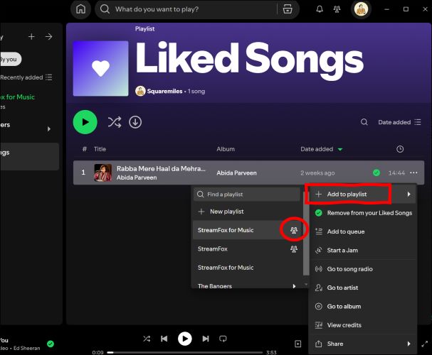 select Add to Playlist | Spotify Collaborative Playlists