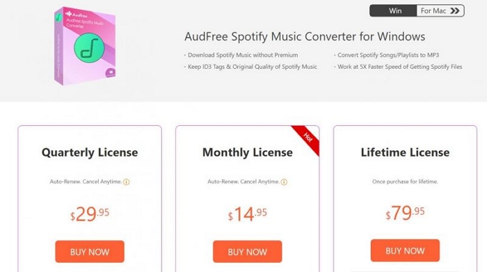 AudFree paid plan | AudFree Spotify Music Converter Review