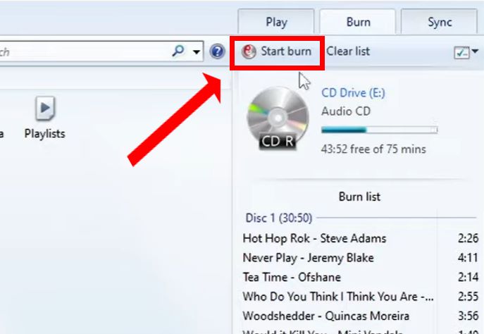 click Start Burn | Burn Spotify Playlist to CD