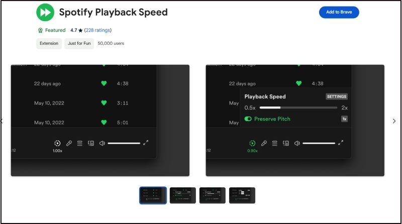 click Add to Chrome | Change Playback Speed on Spotify