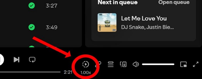 1x button next to Lyrics | Change Playback Speed on Spotify