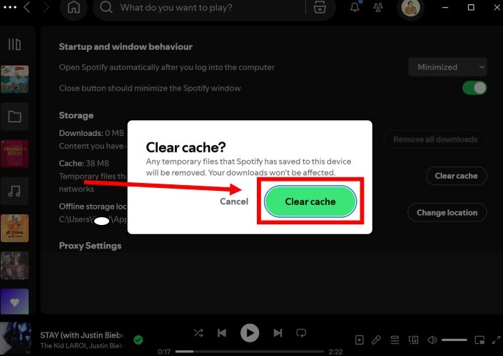 confirm cache clearing | Clear Spotify Cache