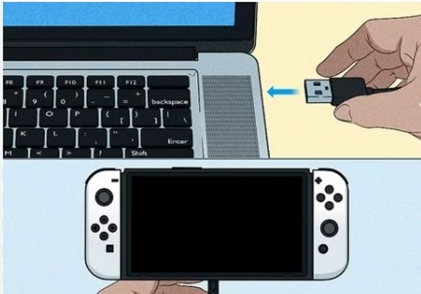 using the USB cable | install netflix on switch