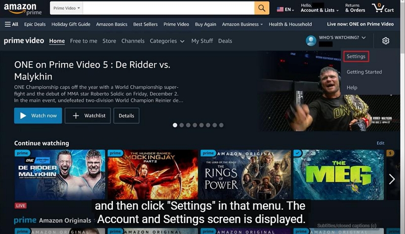 tap on the profile | how to delete amazon prime video downloads