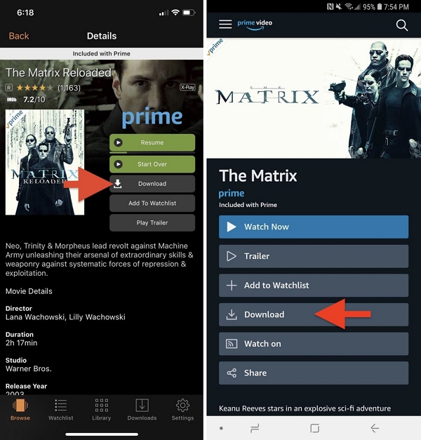 Download button | amazon prime video download