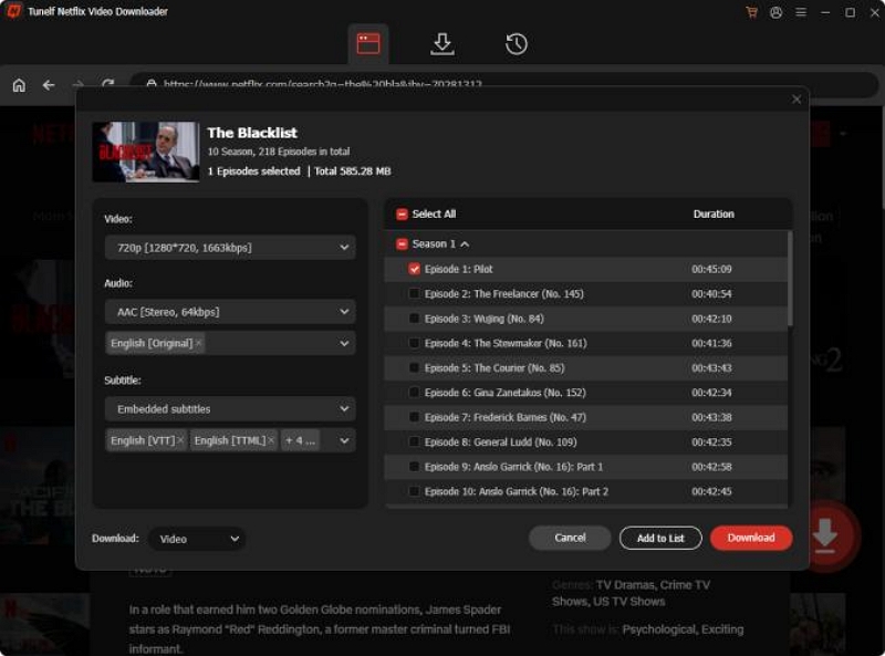 performance and speed | tunelf Netflix video downloader