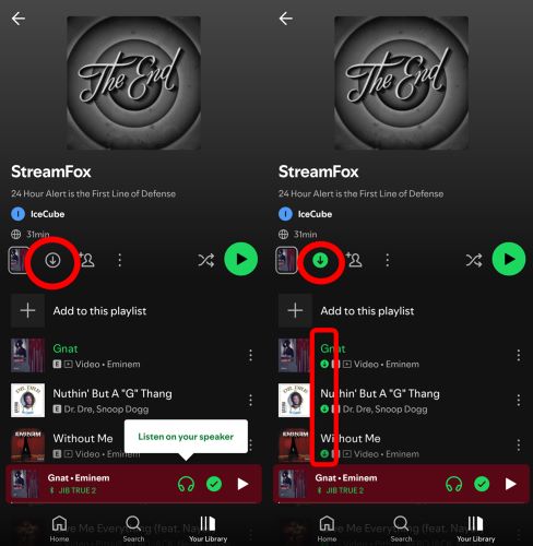 tap Download toggle | Download Spotify Music to Phone Storage