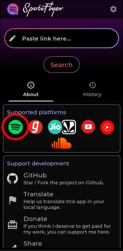 select Spotify from Spotiflyer Android | Download Spotify Songs without Premium Android