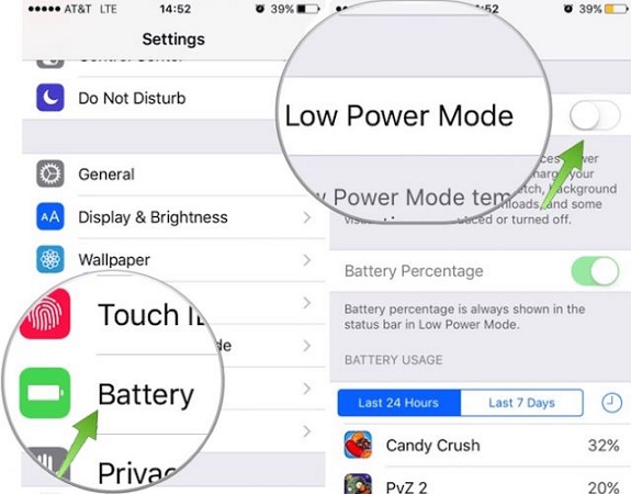 turn off Low Power Mode | Fix Spotify Keeps Skipping Songs