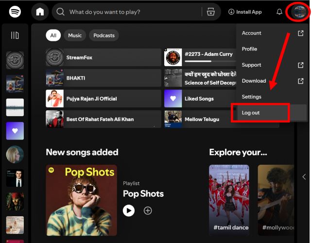 log out of Spotify | Fix Spotify Keeps Skipping Songs