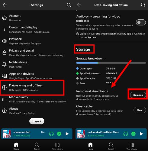 head to Settings | Save Spotify Music to SD Card