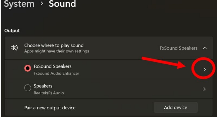 click arrow next to device speakers | Spotify Playing but No Sound