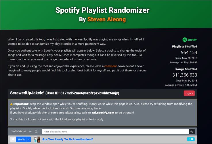 Stevenaleong | Spotify Playlist Randomizers Online