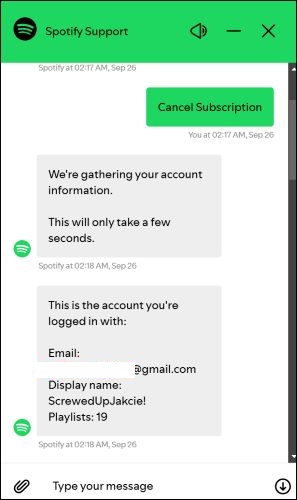 type Cancel Subscription | Cancel Spotify Premium