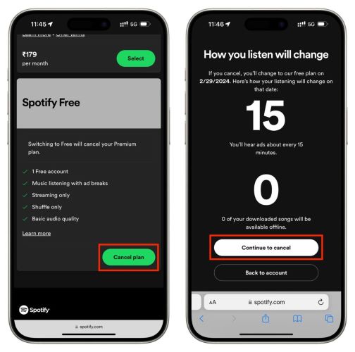 tap Cancel Plan | Cancel Spotify Premium