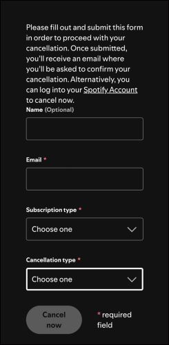 tap Cancel Now | Cancel Spotify Premium