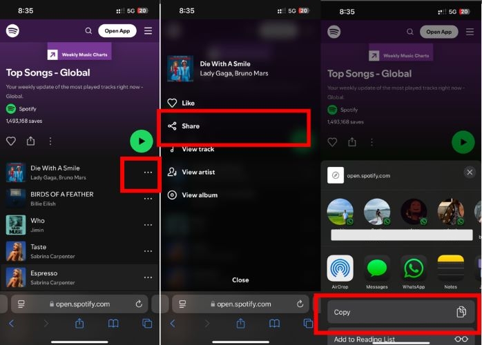 tap Share | Extract MP3 Files from Spotify