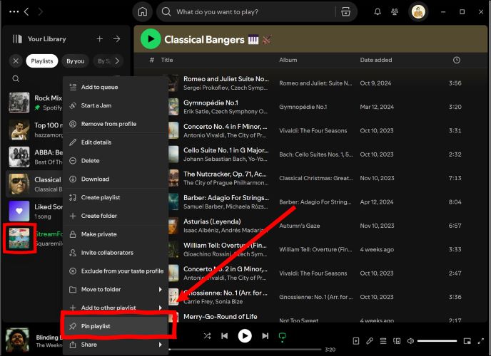 pin Spotify playlist desktop | Pin Playlists on Spotify Library