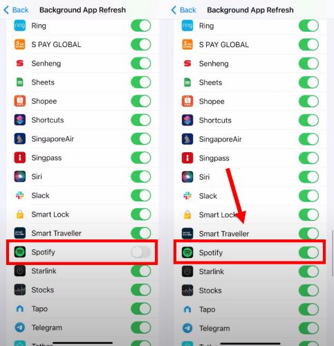 switch on Spotify toggle | Keep Spotify Playing in the Background