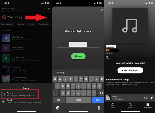 create new Spotify playlist mobile | Edit Spotify Playlists