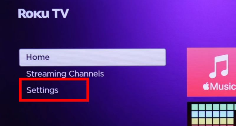 open Settings | Play Spotify on Roku TV