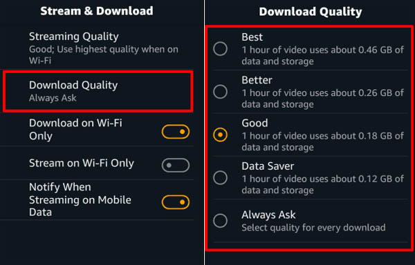 standard quality for quick downloads | download amazon prime video on computer