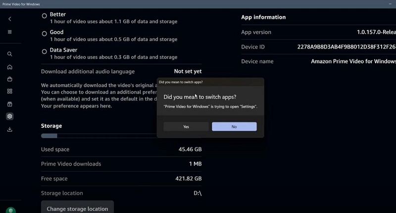 switch to windows Setting | transfer prime video to usb