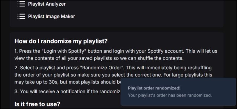 confirmation box | Randomize Spotify Playlists