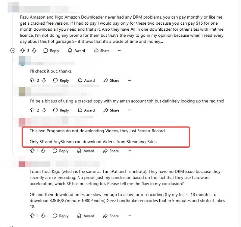 popular Reddit comments | pazu amazon prime video downloader