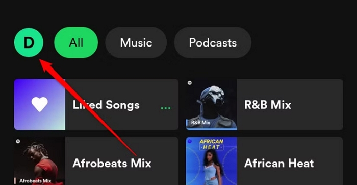 tap avatar Spotify mobile | Undownload Songs on Spotify