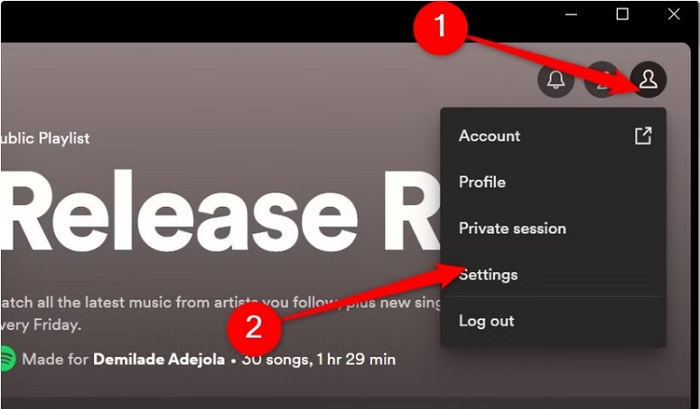 click Settings | Undownload Songs on Spotify