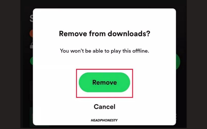 tap Remove | Undownload Songs on Spotify