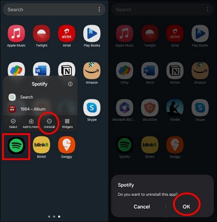 tap Remove App | Download Spotify Music to Phone Storage