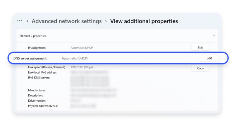 Edit in the DNS Server | Netflix does not work with Nord VPN