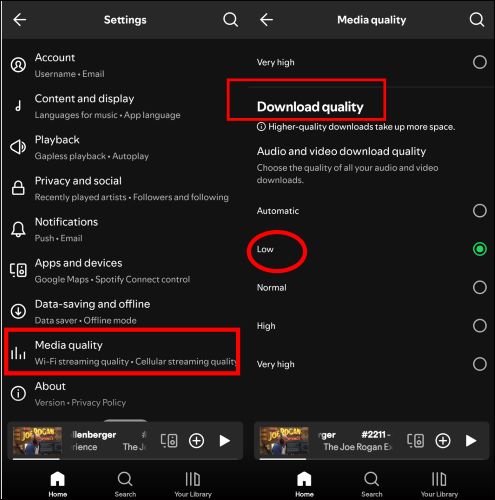 set quality as Low Spotify | Do Spotify Downloads Use Data