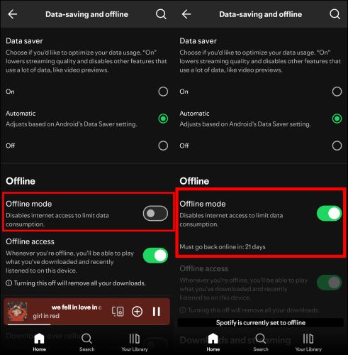 enable Spotify offline mode | Do Spotify Downloads Use Data