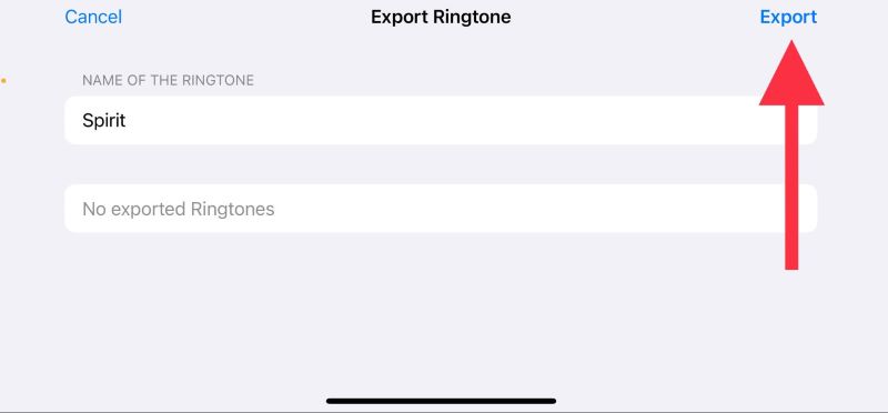 tap Export | Set Spotify Music as Ringtone