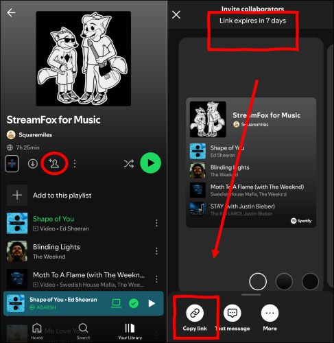 use Copy link | Spotify Collaborative Playlists