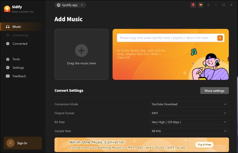 Sidify interface | Sidify Spotify Music Converter Review