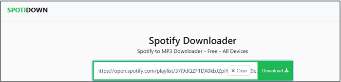 open SpotiDown site | Free Playlist to MP3 Downloader