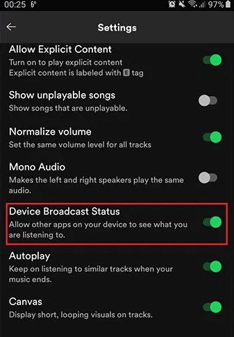 enable Device Broadcast Status | Block Spotify Ads