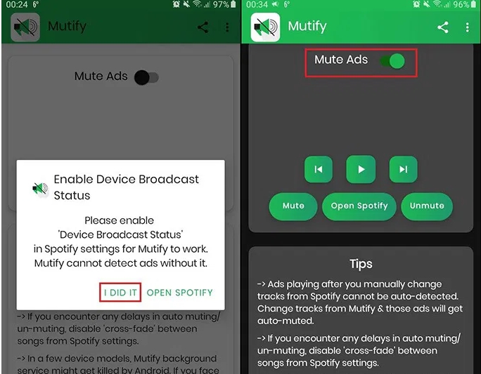 turn on Mute Ads | Block Spotify Ads