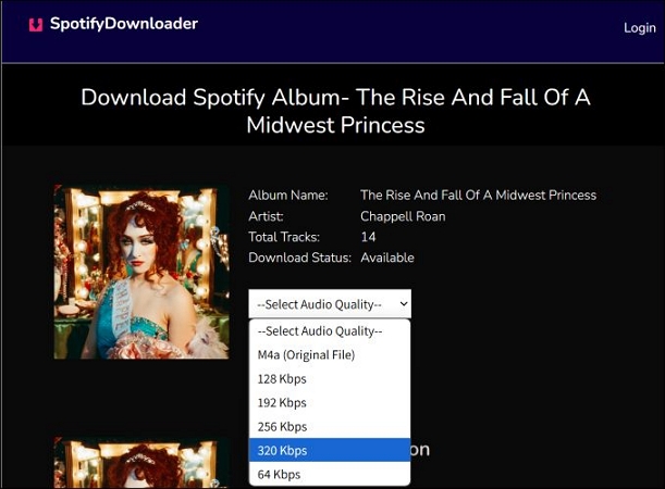 choose Audio Quality | Spotify Album to MP3 Converters