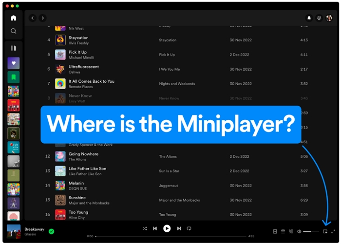 tap the Window icon | Spotify Mini Player