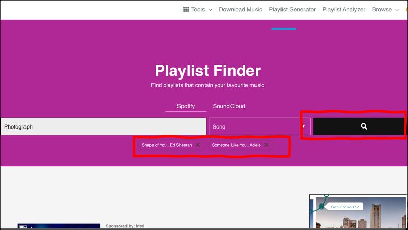 click Search Chosic | Spotify Playlist Finders