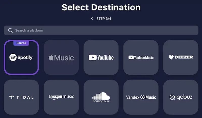 select Apple Music as destination | Spotify to Apple Music Playlist Converters