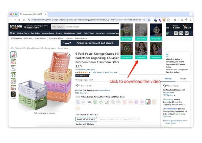 click the download button | amazon video downloader extension