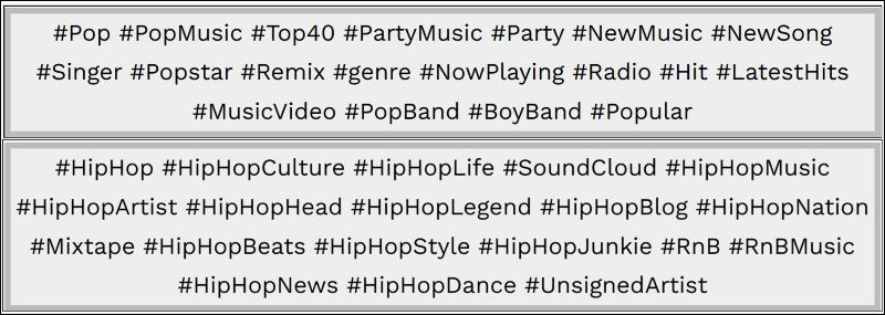 Social Media Hashtags | Spotify Playlist Finders